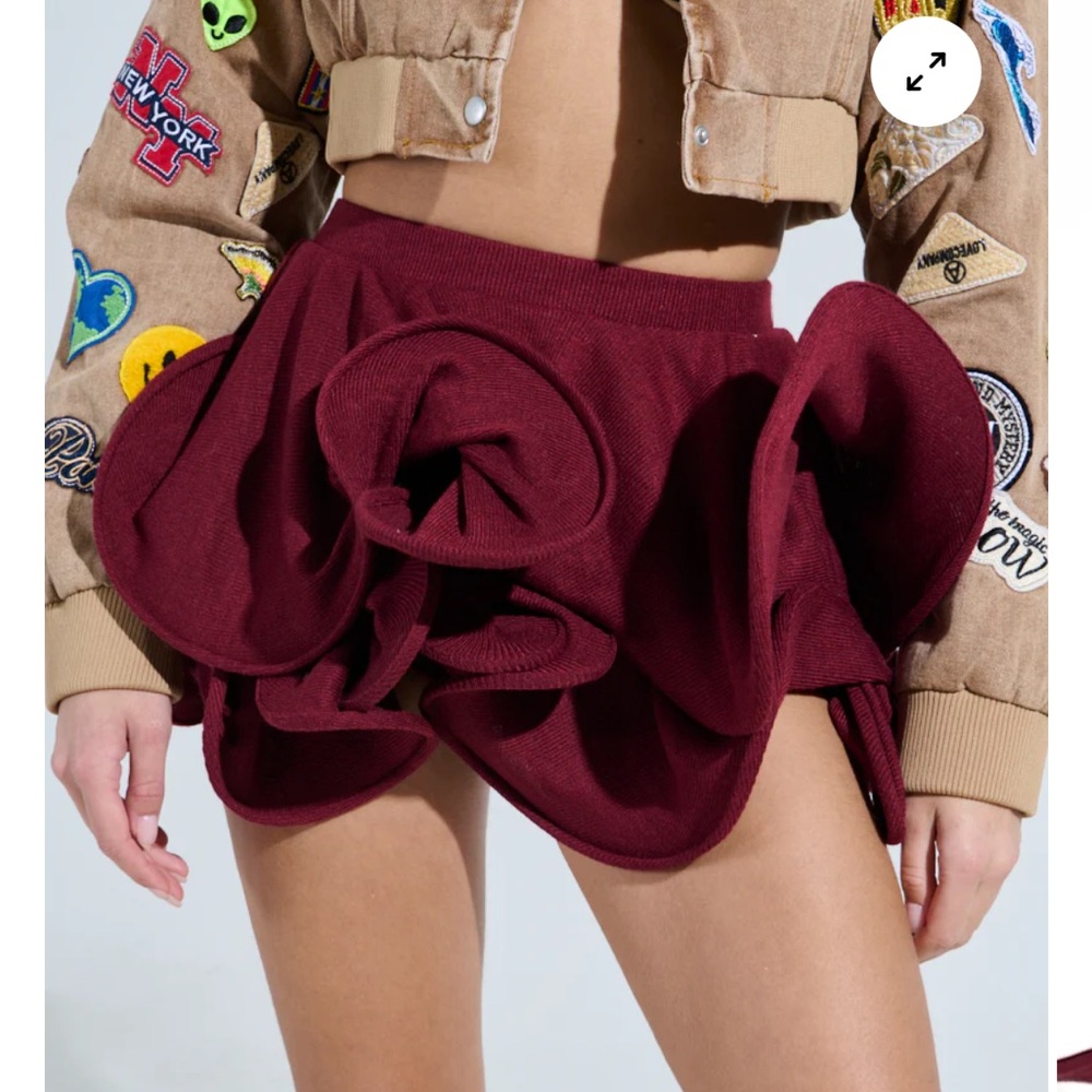 Burgundy Ruffle Skirt - Picture 4 of 7